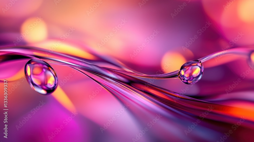 Poster artistic composition of fluid forms with colorful vibrant details