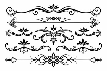  calligraphic ornamental divider collection line art silhouette vector illustration