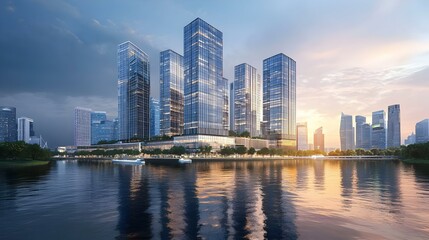 Fototapeta premium skyscrapers in Singapore modern city