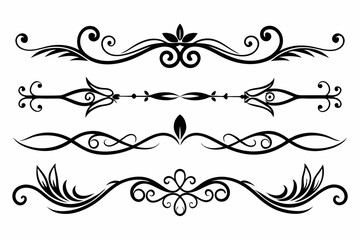  calligraphic ornamental divider collection line art silhouette vector illustration