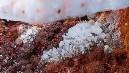 Fototapeta premium Crystallized minerals forming along the edges of a volcanic vent.