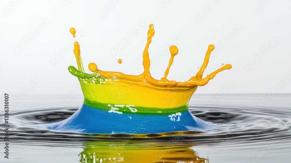 Aufkleber a colorful water splash creating a layered crown shape in water