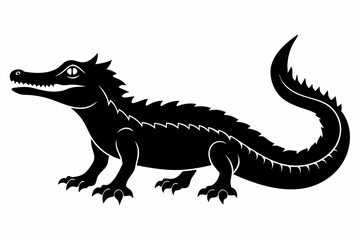 crocodile line art silhouette vector illustration