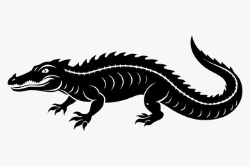 crocodile line art silhouette vector illustration