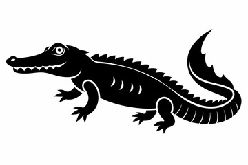 crocodile line art silhouette vector illustration