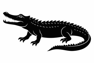 crocodile line art silhouette vector illustration