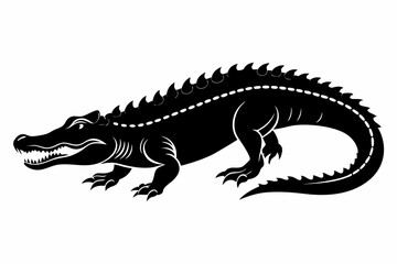 crocodile line art silhouette vector illustration