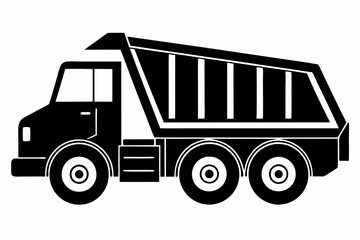 dump truck line art silhouette vector illustration