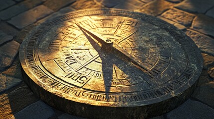 Fototapeta premium Ancient Sundial Casting Shadows at Noon