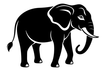 Fototapeta premium elephant animal line art silhouette vector illustration