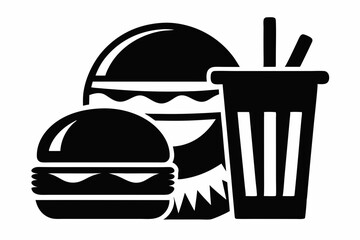 fast food icon line art silhouette vector illustration