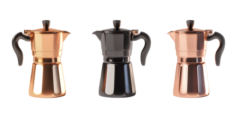 Pack Coffee Maker set against transparent background for Kitchen Appliance Branding Cafe Promotion or Beverage Themed Design Projects