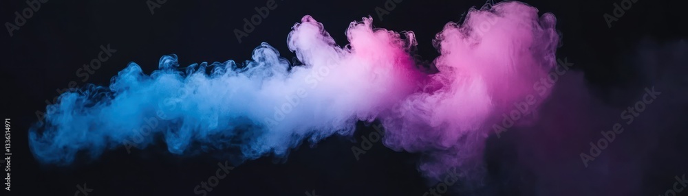 Poster colored smoke billowing across a dark background with gradient effects