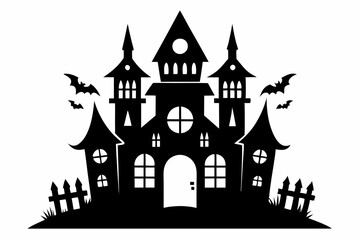 halloween haunt icon line art silhouette vector illustration