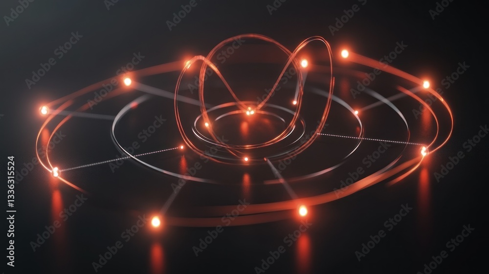 Aufkleber A digital abstract rendering of light forms with lines and circles