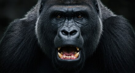 Obraz premium Snarling Gorilla Portrait: Chiaroscuro Study