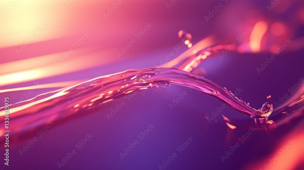 Poster a flowing stream of liquid reflecting different colors and light