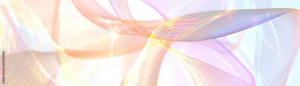 Poster Abstract ribbons of light and color create a soft airy appearance
