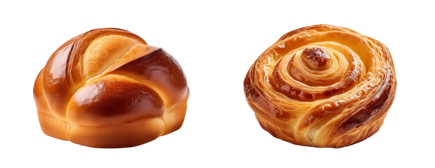 Artisan Breads Duo: A tempting close-up of two freshly baked artisan breads, showcasing their golden-brown crusts and intricate textures, evoking warmth and a comforting culinary experience.