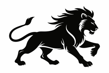 lion running line art silhouette vector illustration
