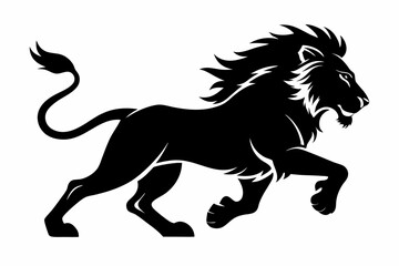 lion running line art silhouette vector illustration