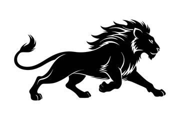 lion running line art silhouette vector illustration