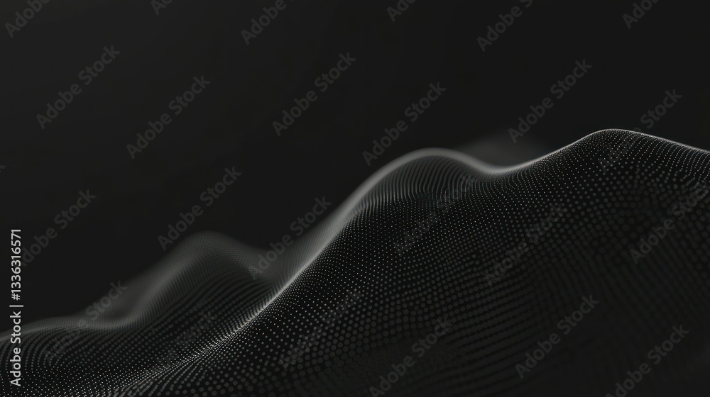 Poster A black surface with interconnected dots creating flowing hills