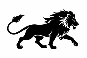 lion running line art silhouette vector illustration