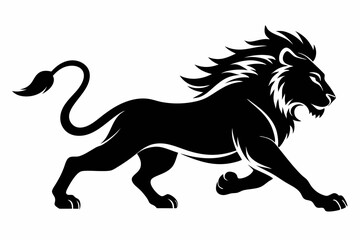 lion running line art silhouette vector illustration