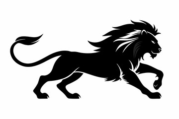 lion running line art silhouette vector illustration