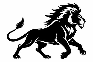 lion running line art silhouette vector illustration