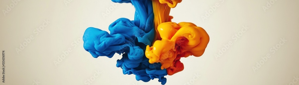 Poster colorful streams of paint mixing and swirling against a light backdrop