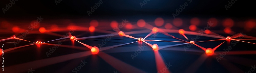 Poster An abstract image of a glowing red connected network
