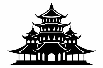 pagoda line art silhouette vector illustration