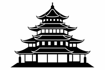 pagoda line art silhouette vector illustration