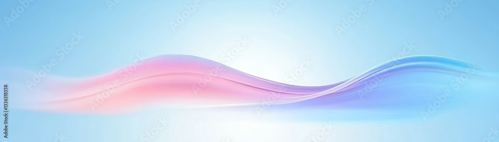 Poster a flowing abstract design features waves of pastel colors across a blue sky