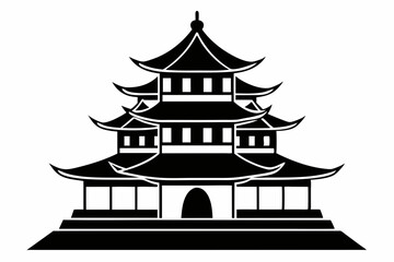 pagoda line art silhouette vector illustration