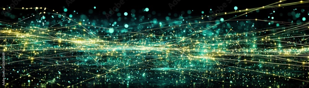 Poster An abstract and vibrant representation of network connections across space