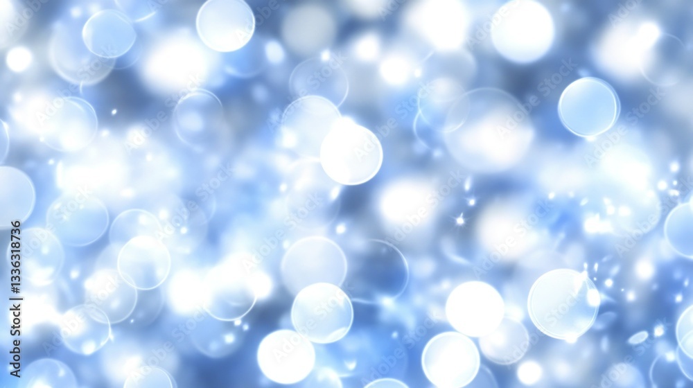 Poster blue blurred lights with bokeh and bright illuminated highlights sparkle