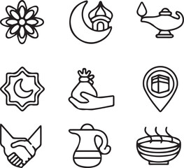 Islamic religion eid vector design set