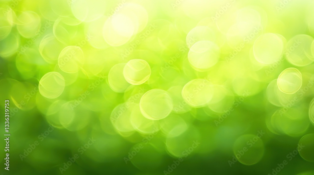 Poster blurry green and yellow background showing soft circular light reflections