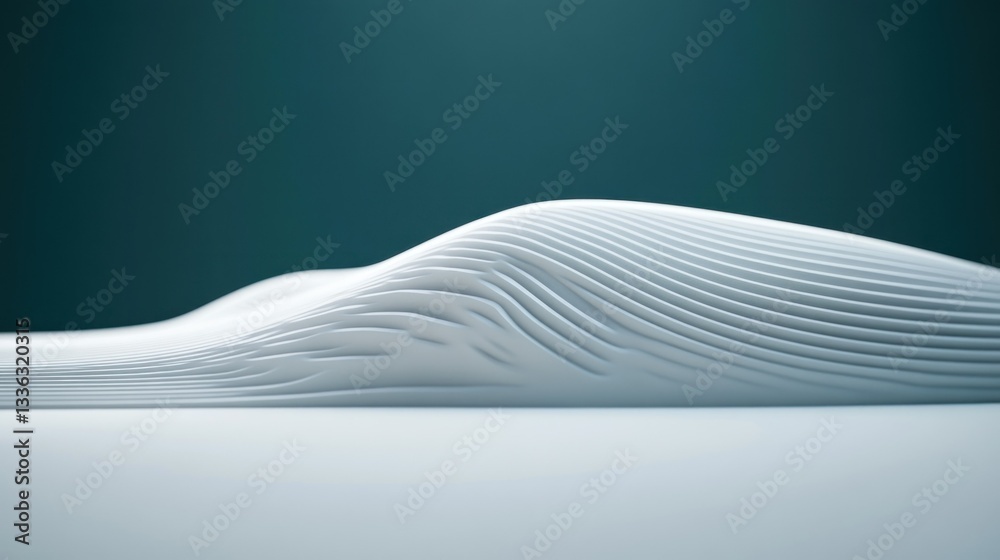 Poster abstract white sculpted layers with a teal gradient background