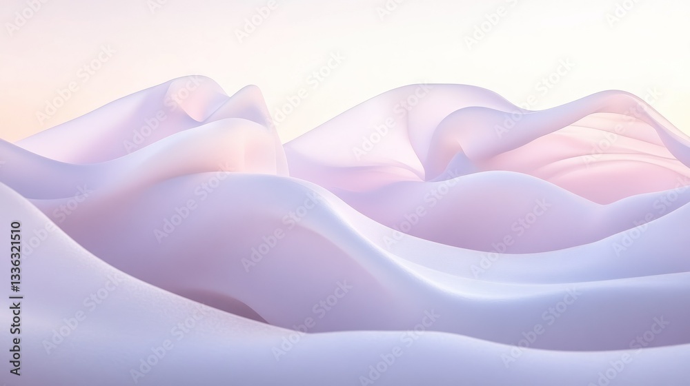 Poster Soft flowing fabric waves with gradient light and color effects