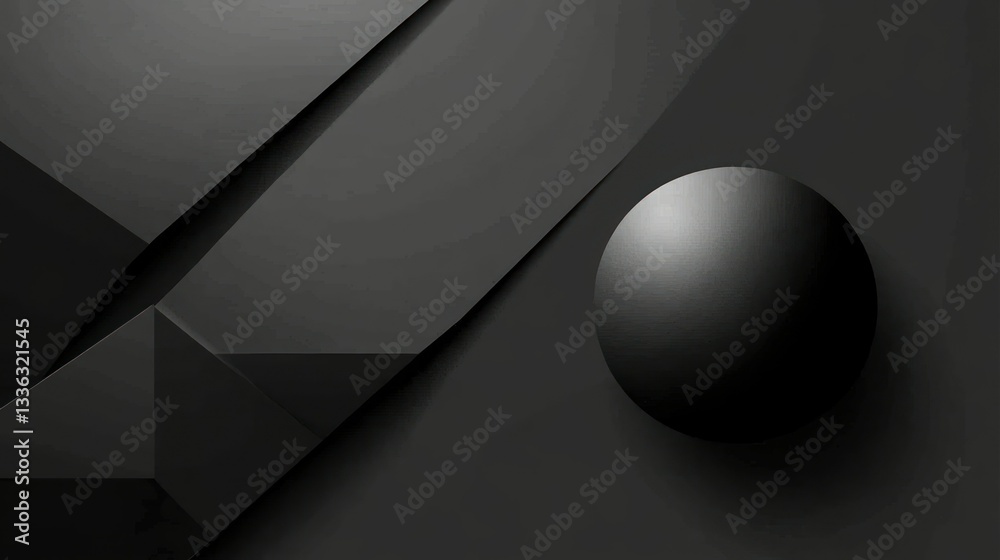 Poster Abstract composition of geometrical shapes and a sphere with shadows