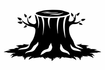 tree stump line art silhouette vector illustration