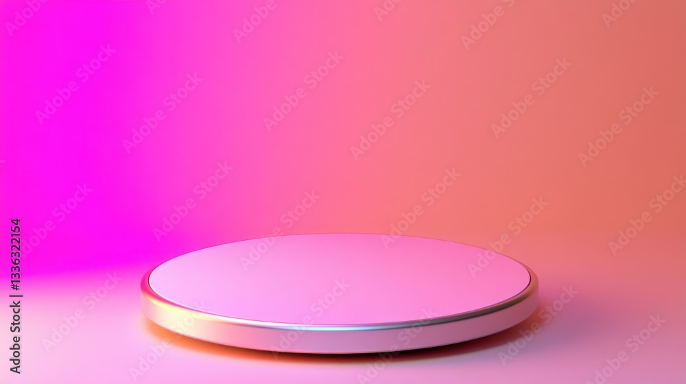 Poster a simple pink podium with gradient colored lighting background