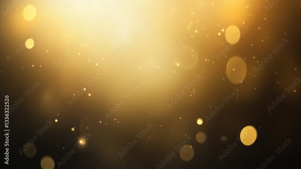 Poster Golden Background Featuring Bokeh Effects And Floating Particles