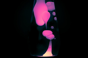 Glowing Wax Bubbles in Motion -  Purple, Pink, Magenta Lava Lamp Close-Up