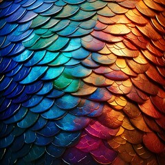 Obraz premium Intricate texture of fish scales reflecting a spectrum of colors.