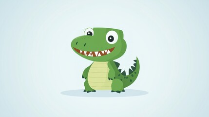 A friendly cartoon alligator character smiling happily on a background